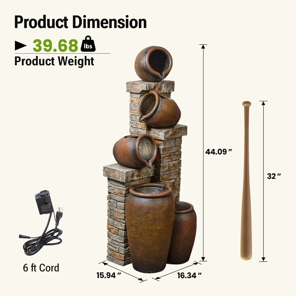 44-Inch Timeless 5-Tier Outdoor Water Fountain