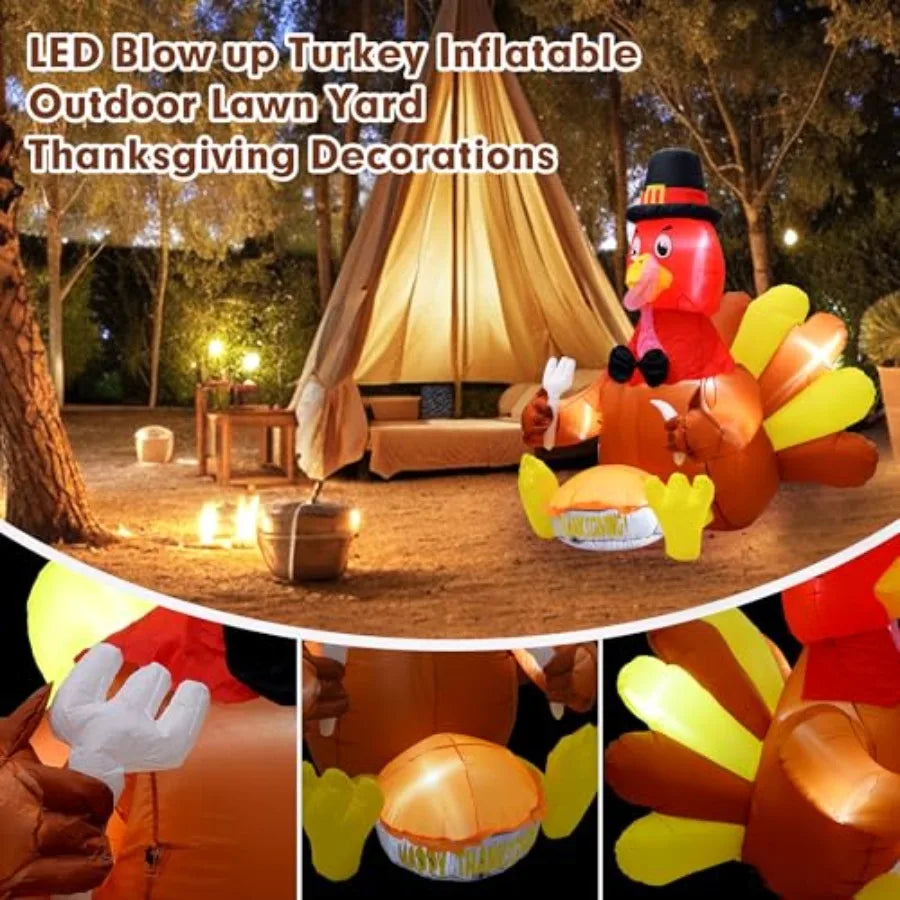 6 Foot Outdoor Thanksgiving Turkey Inflatable Decoration