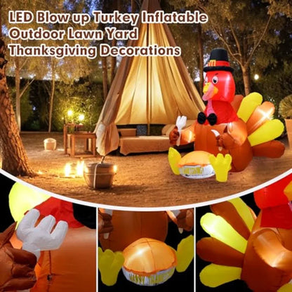 6 Foot Outdoor Thanksgiving Turkey Inflatable Decoration