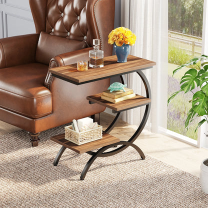 Tribesigns C-Shaped End Table with 3-Tiers