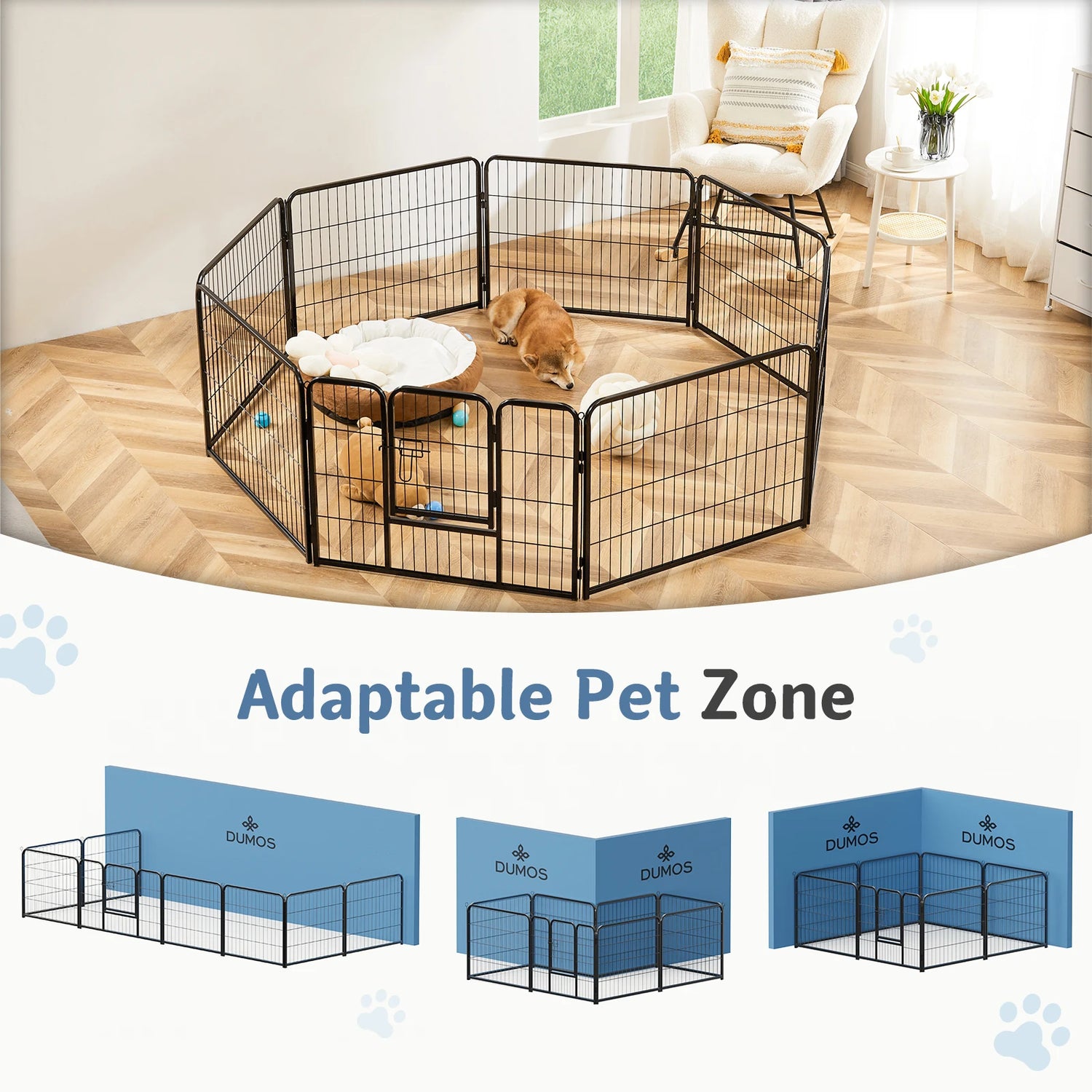 JHK 8 Panel Foldable Metal Dog Playpen