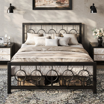 Metal Vintage Circular Design Headboard and Footboard