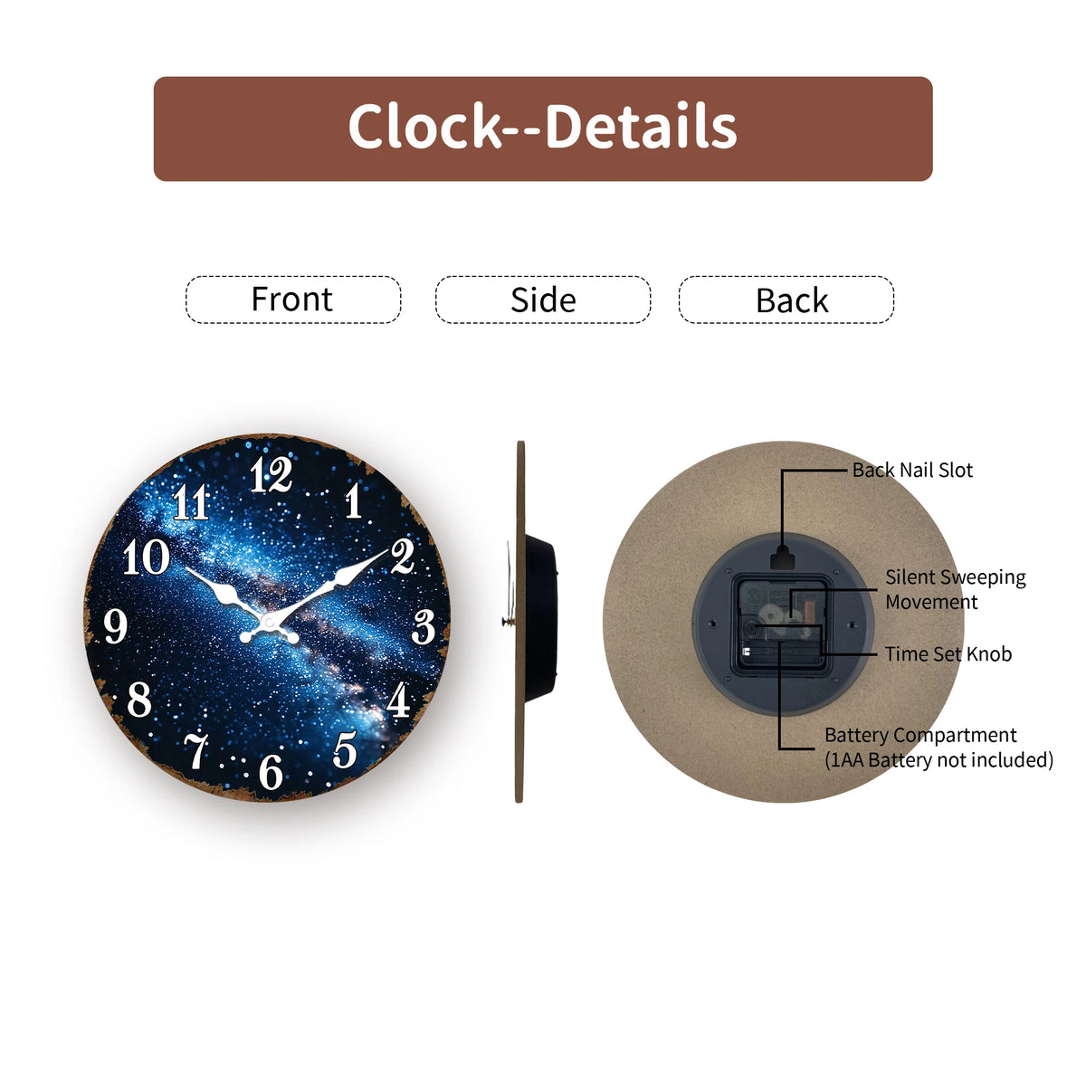 Starry Galaxy Cosmic Nebula Round Wall Clock
