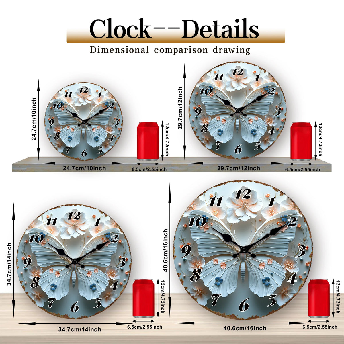 Elegant Butterfly Floral Wall Clock