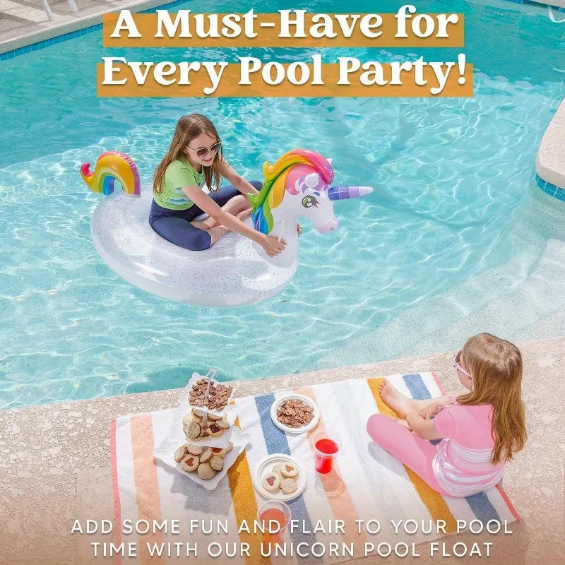 Unicorn Inflatable Pool Float with Glitter