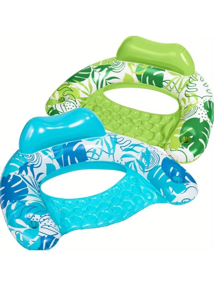 JOYFY 2-Pack Inflatable Pool Chairs with Cup Holders