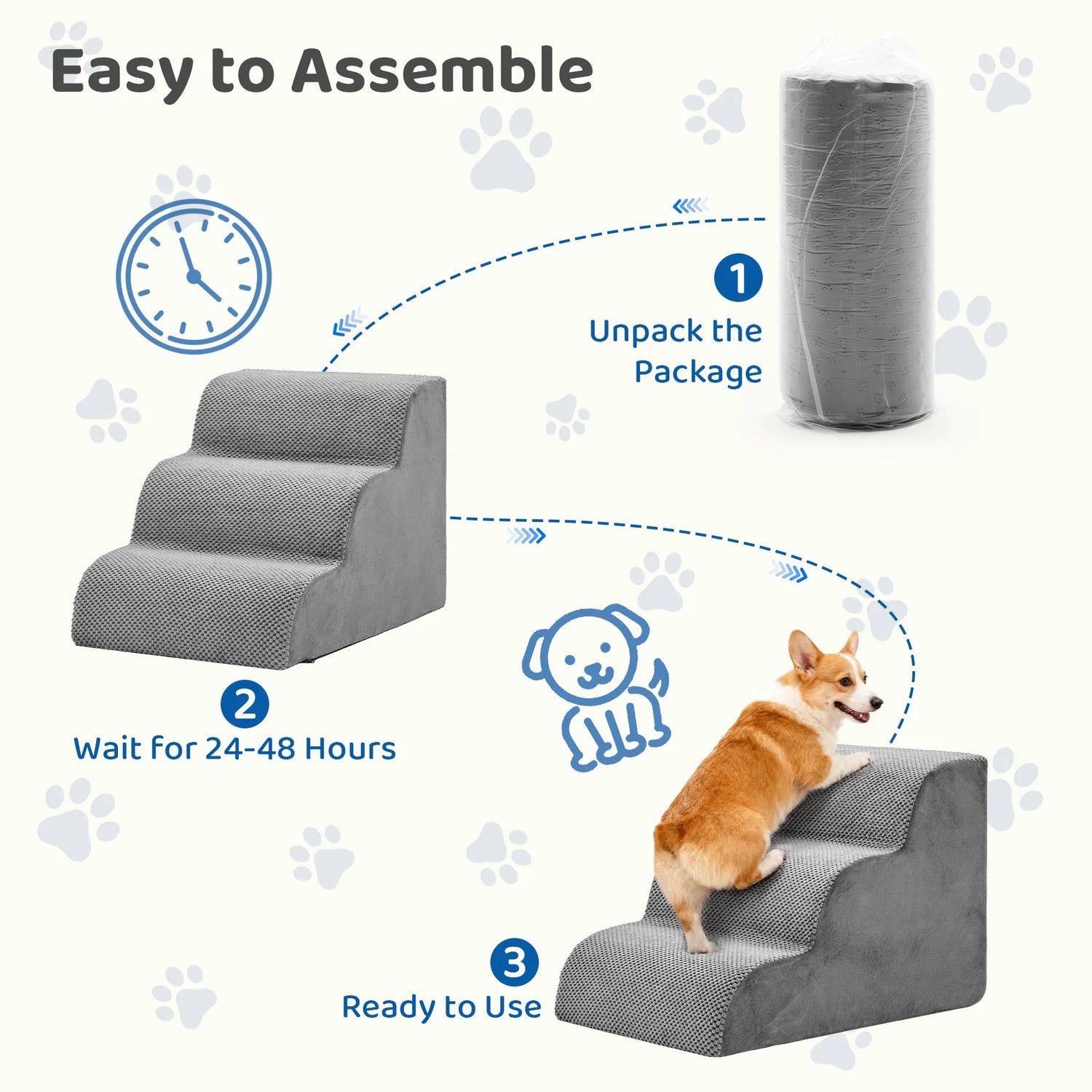 JHK 3-5 Step High-Density Foam Dog Stairs