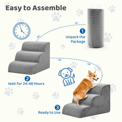 JHK 3-5 Step High-Density Foam Dog Stairs