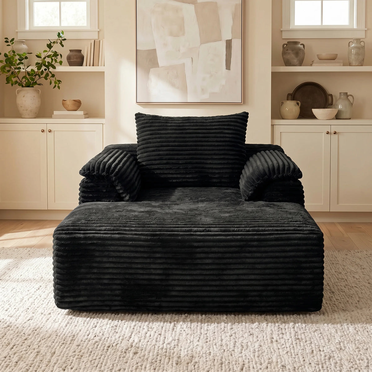 67" Oversized Corduroy Fabric Lounge Chair with Armrests