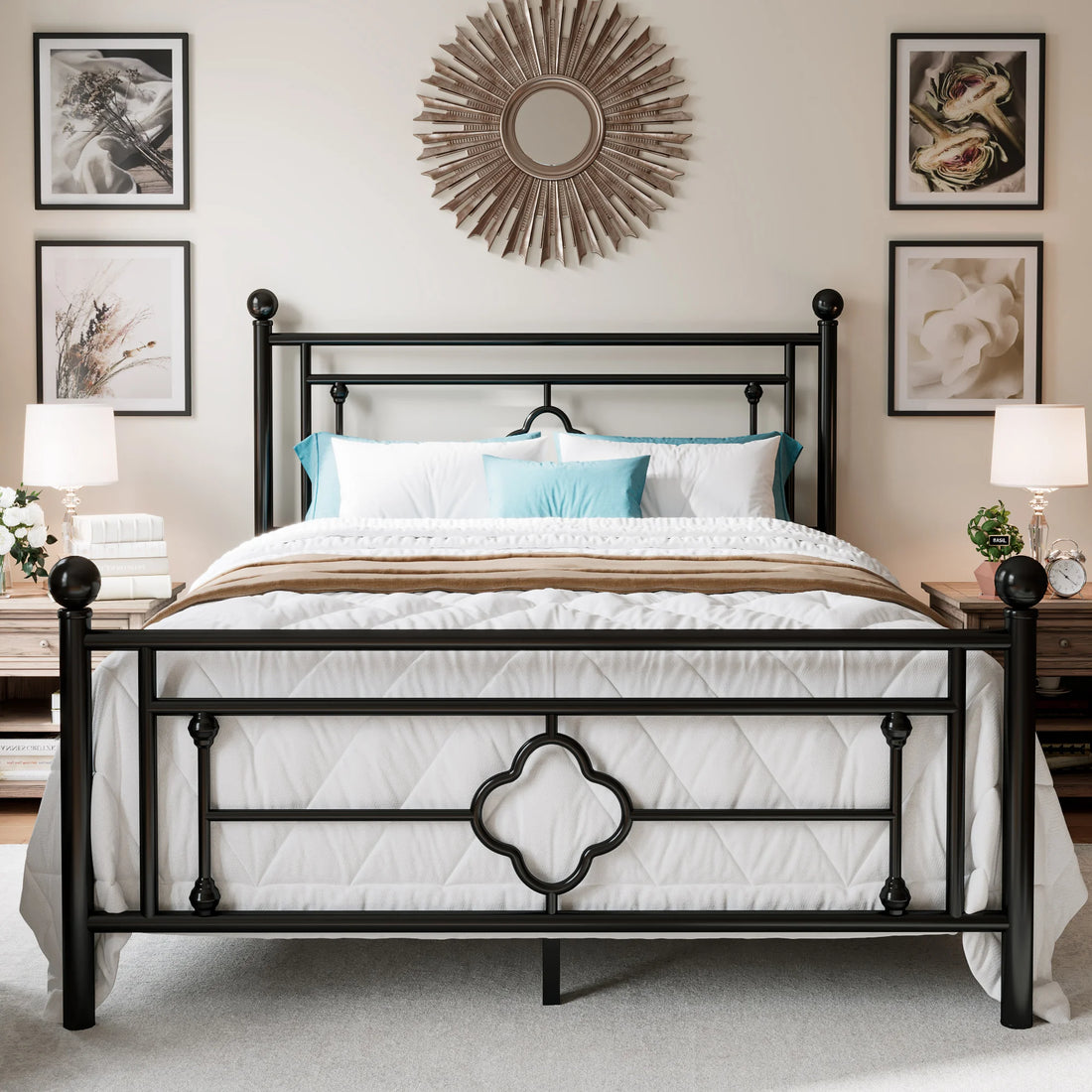 Metal Vintage Victorian Style Headboard and Footboard
