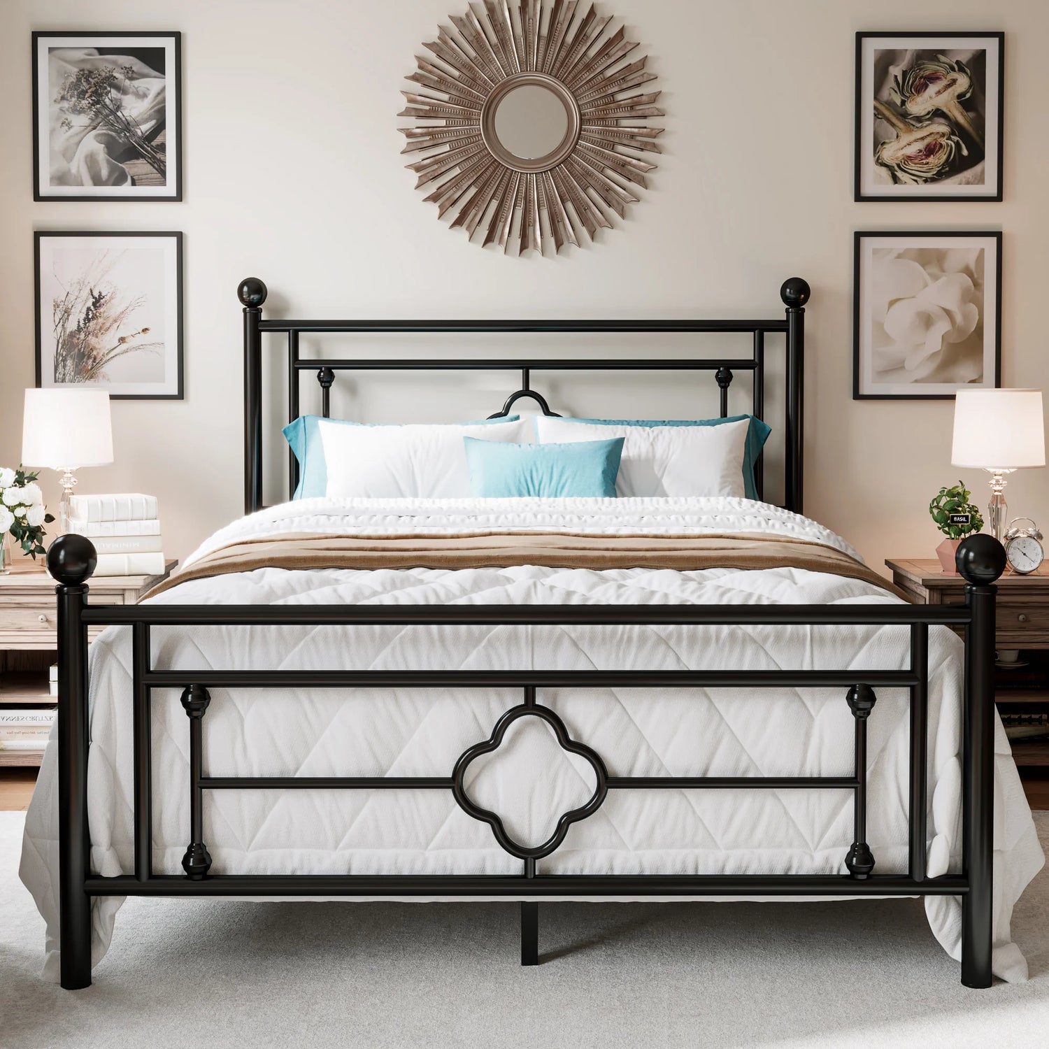 Metal Vintage Victorian Style Headboard and Footboard