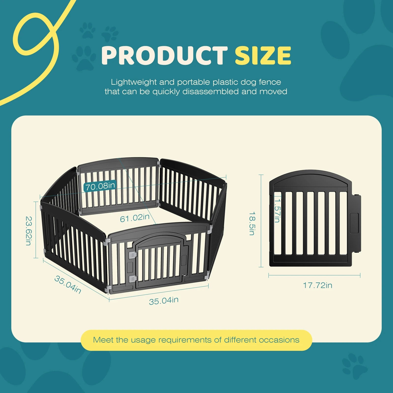 JHK 4- or 6-Panel Foldable Plastic Dog Playpen