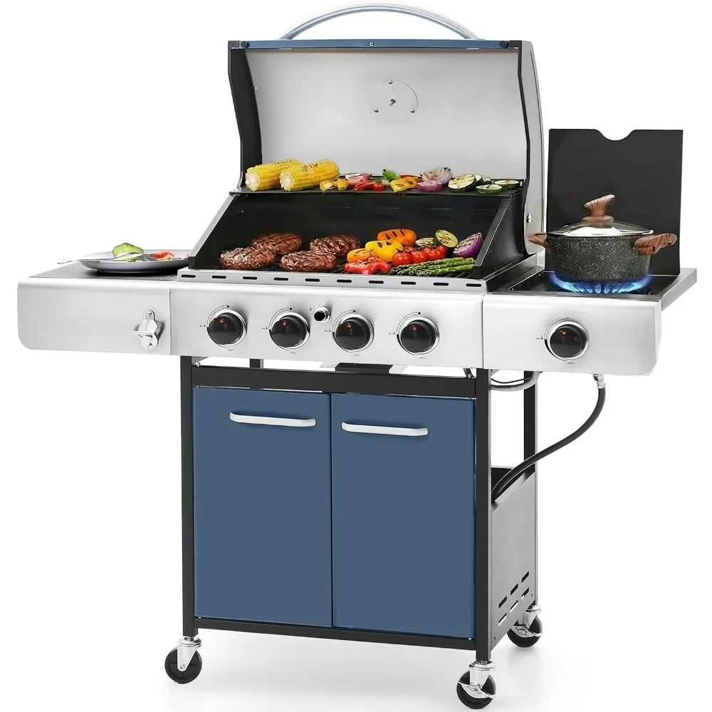 4-Burner Propane Gas Grill with Side Burner