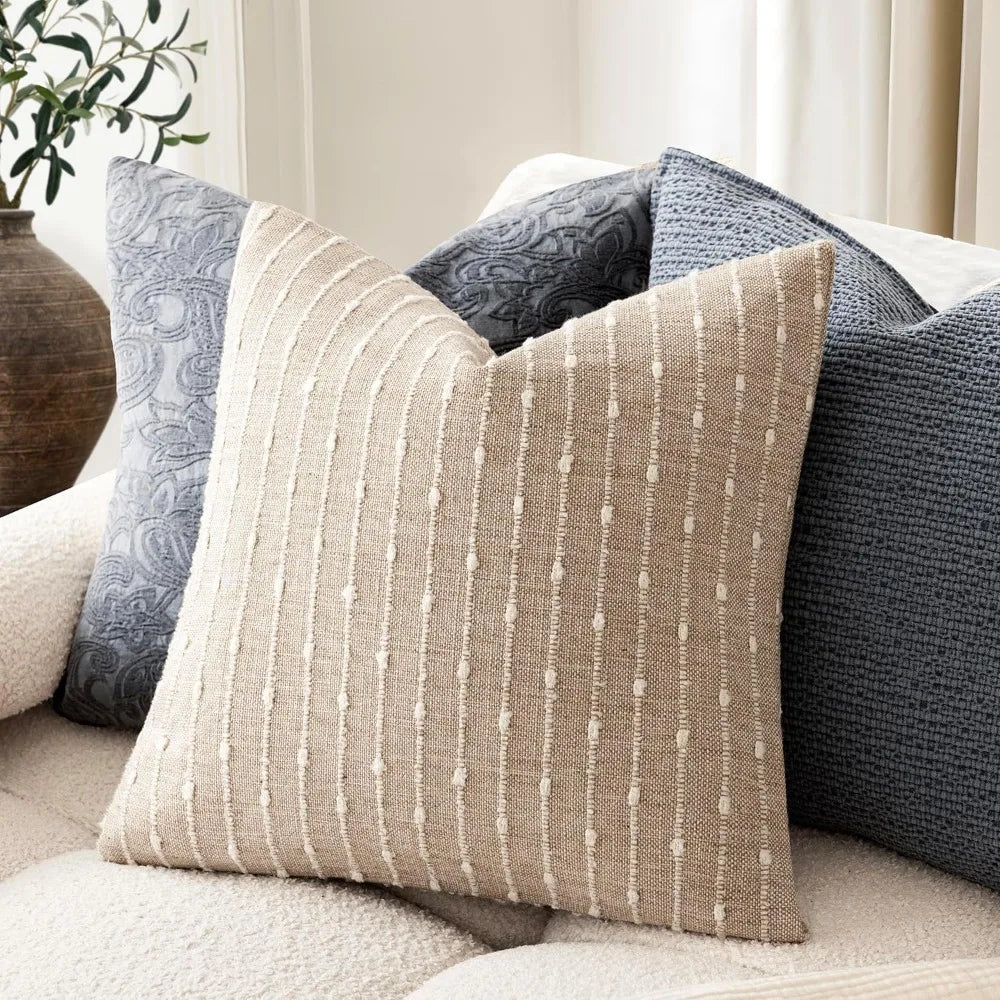 Set of 2 20 x 20 Inch Boho Striped Throw Pillow Covers