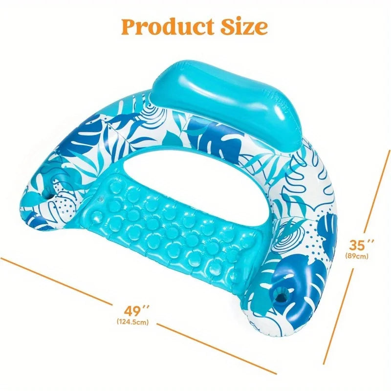 JOYFY 2-Pack Inflatable Pool Chairs with Cup Holders