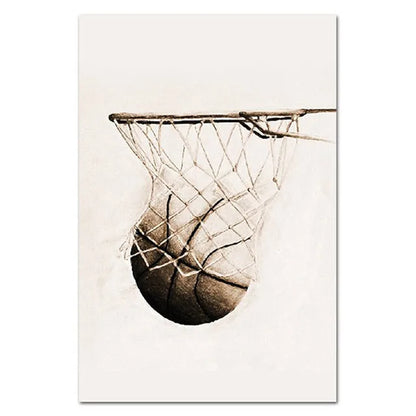 Vintage Inspired Nordic Canvas Wall Art Highlighting Baseball, Football, Soccer, Basketball