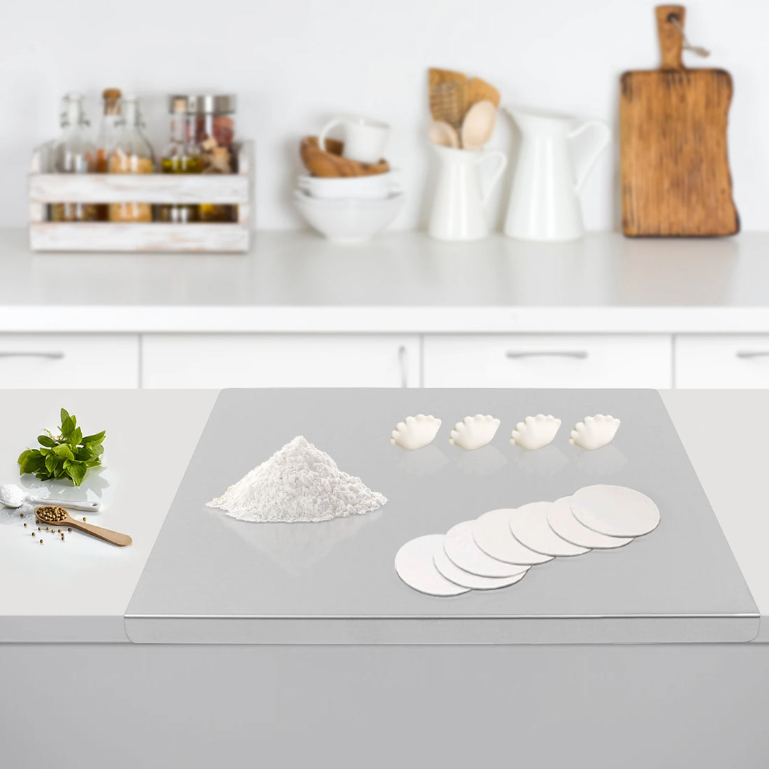 Stainless Steel Chopping Board with L-Shaped Folded Edge