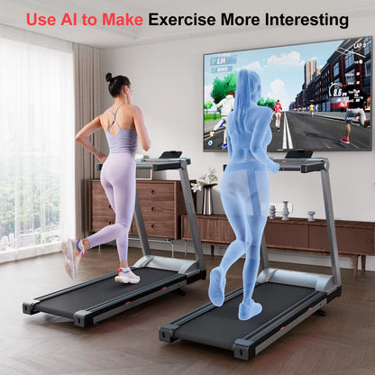 Foldable Incline Home Treadmill Walking Pad with Touch Screen