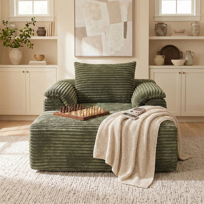 67" Oversized Corduroy Fabric Lounge Chair with Armrests