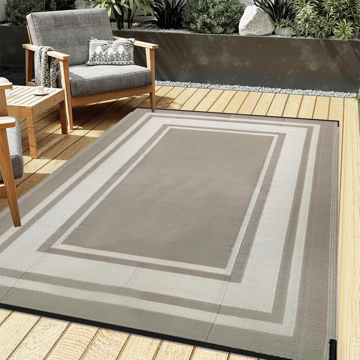 Double-Sided Outdoor Waterproof Reversible Patio Rugs