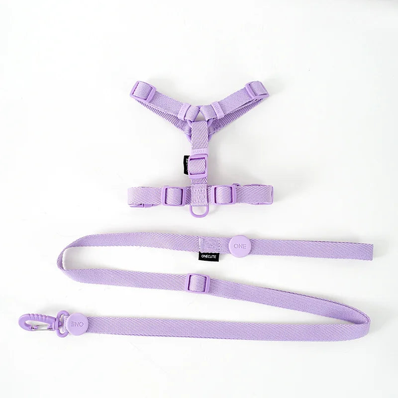 Adjustable Puppy Harness Set Reflective Dog Collar and Leash for Small Dogs Macaron Color Cat Safe Walking Gear Dog Accessories