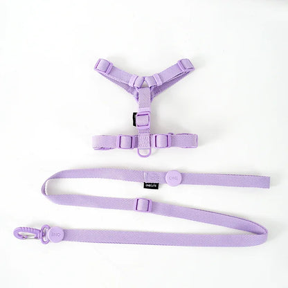 Adjustable Puppy Harness Set Reflective Dog Collar and Leash for Small Dogs Macaron Color Cat Safe Walking Gear Dog Accessories