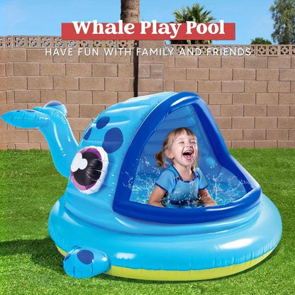 JOYFY Inflatable Whale Baby Pool with Built In Shade