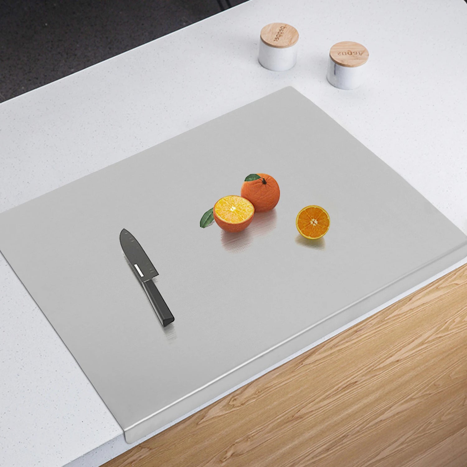 Stainless Steel Chopping Board with L-Shaped Folded Edge