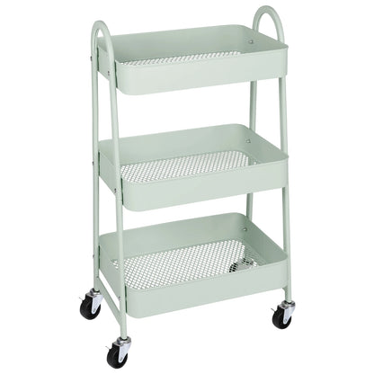 JHK 3-Tier Metal Kitchen Cart with Lockable Wheels
