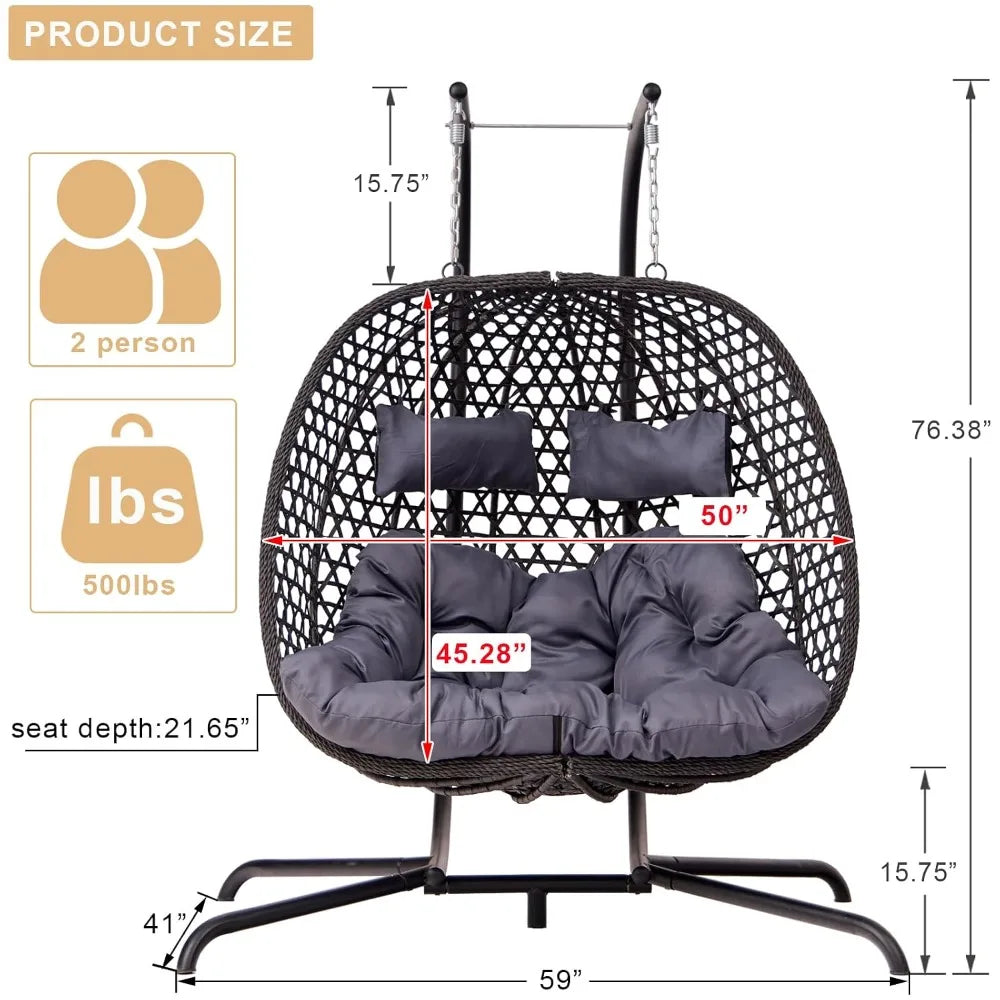 Double Hanging Egg Chair with Stand