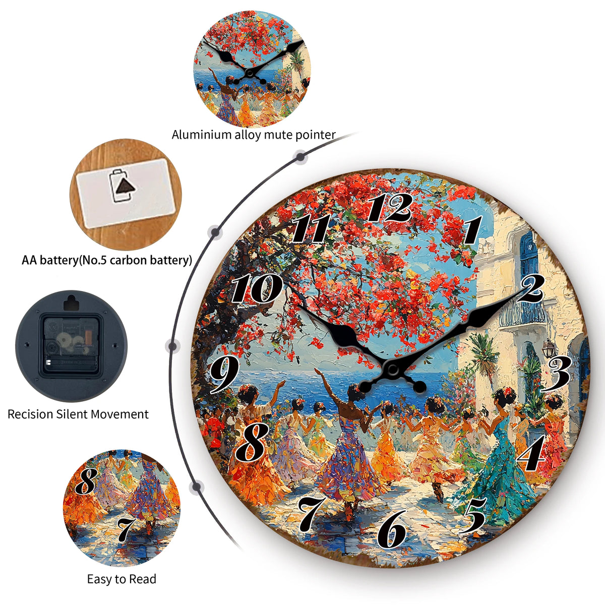 Round Vibrant Dancers Wall Clock