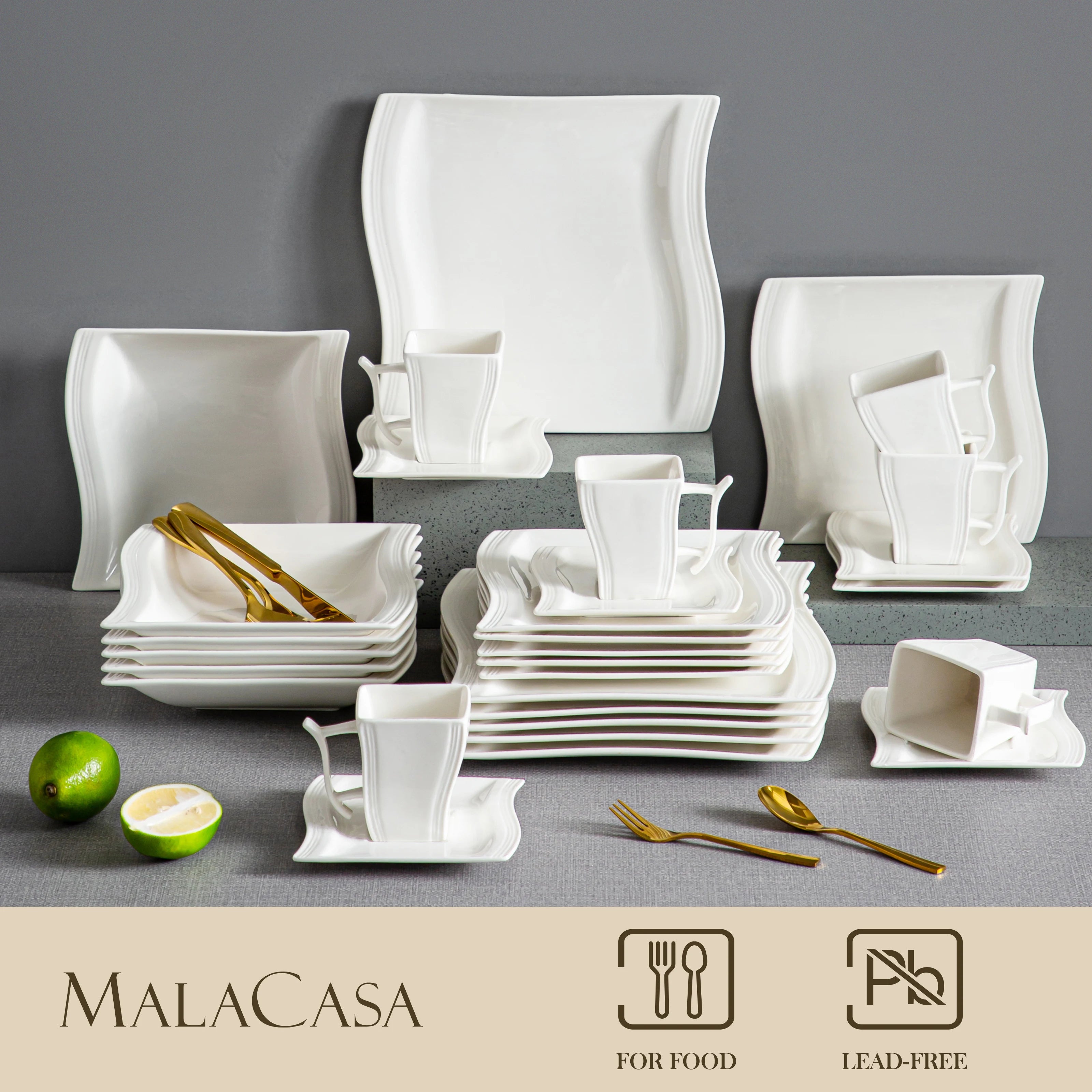 Malacasa White Porcelain Dinner Set