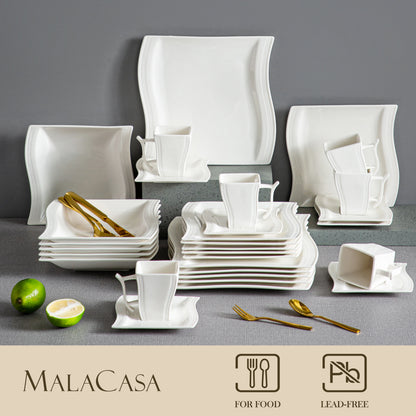 Malacasa White Porcelain Dinner Set