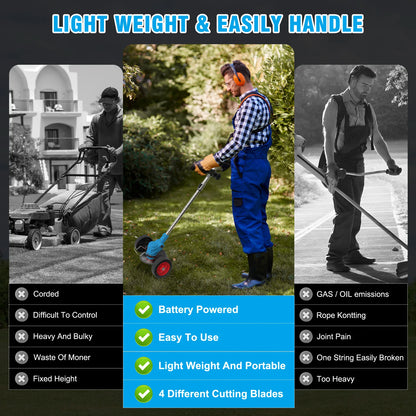 21V Cordless 3-in-1 Lightweight Electric Grass Trimmer