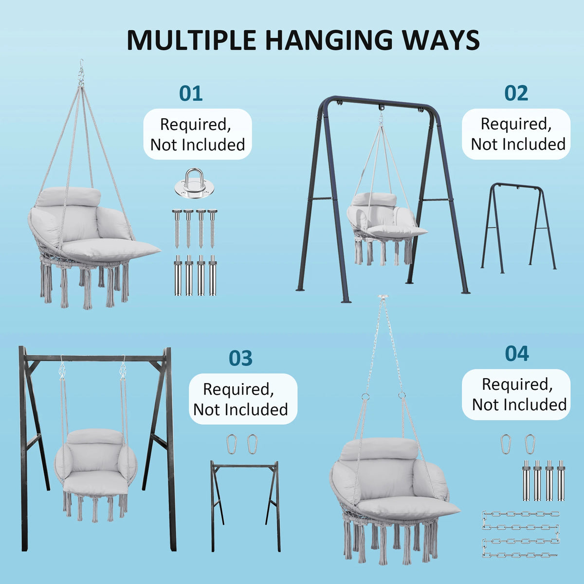 Hanging Macrame Hammock Chair with Cushion