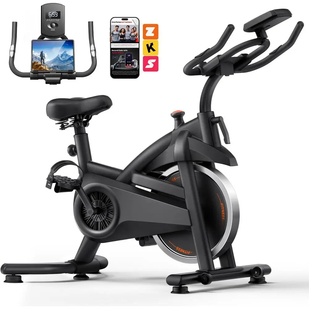 Silent Stationary Exercise Bike with 0-100 Resistance Levels