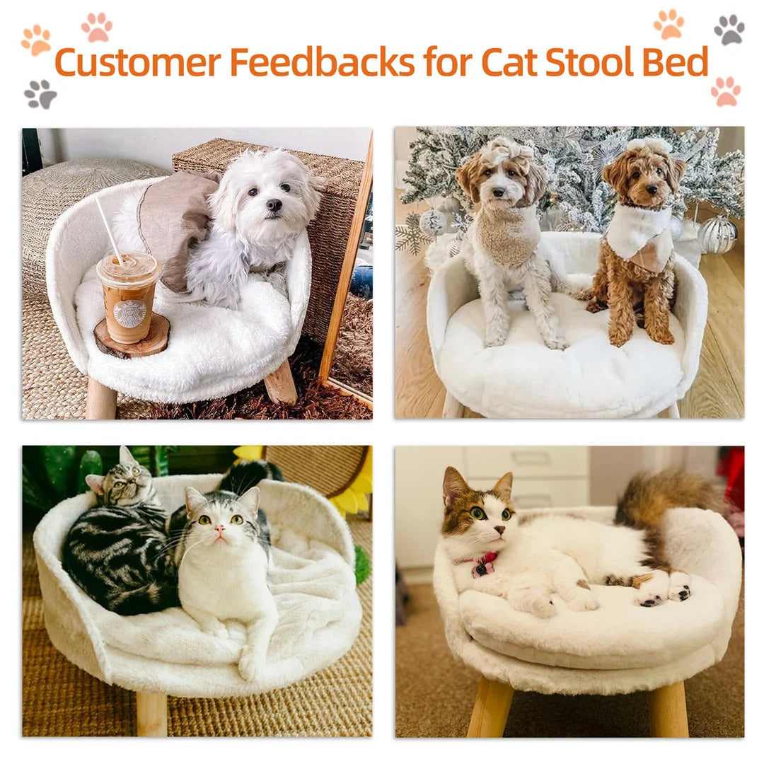 Luxury Washable Plush Pet Nesting Chair with Wood Legs