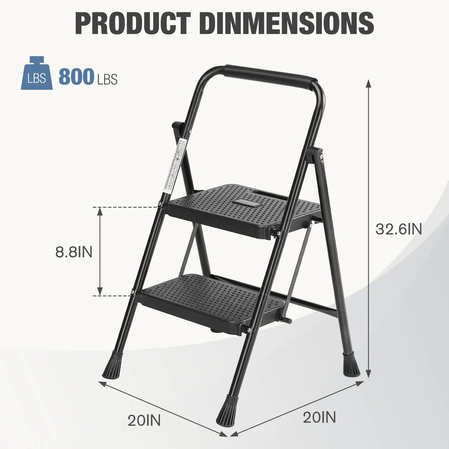 JHK Folding 800 Pound Capacity 2 or 3 Step Ladder Stool with Anti-Slip Pedal