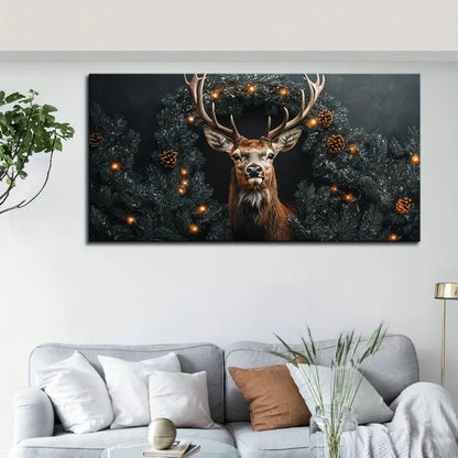 Elegant Reindeer Holiday Landscape Wall Art