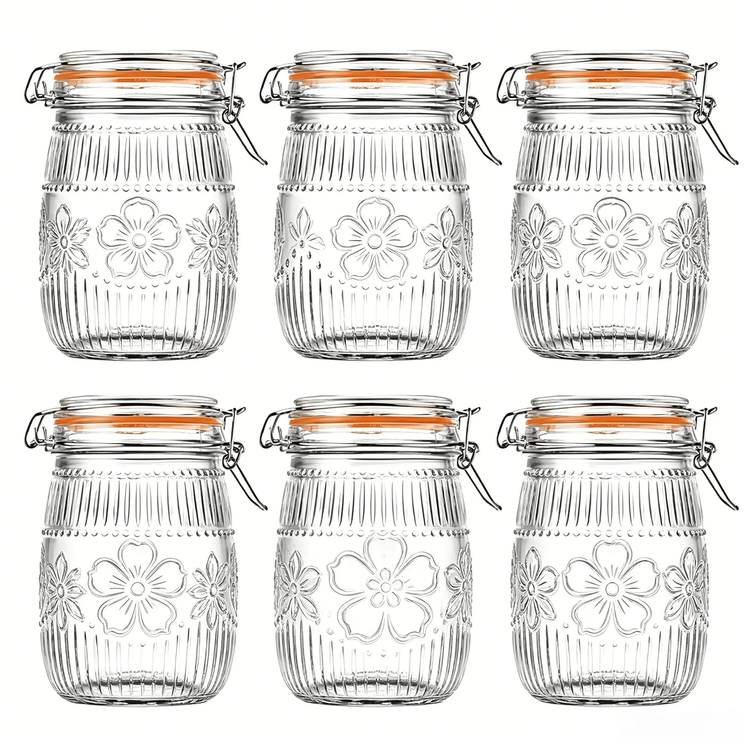 3 Pack or 6 Pack of 32 Ounce Vintage-Inspired Wide Mouth Airtight Mason Jars