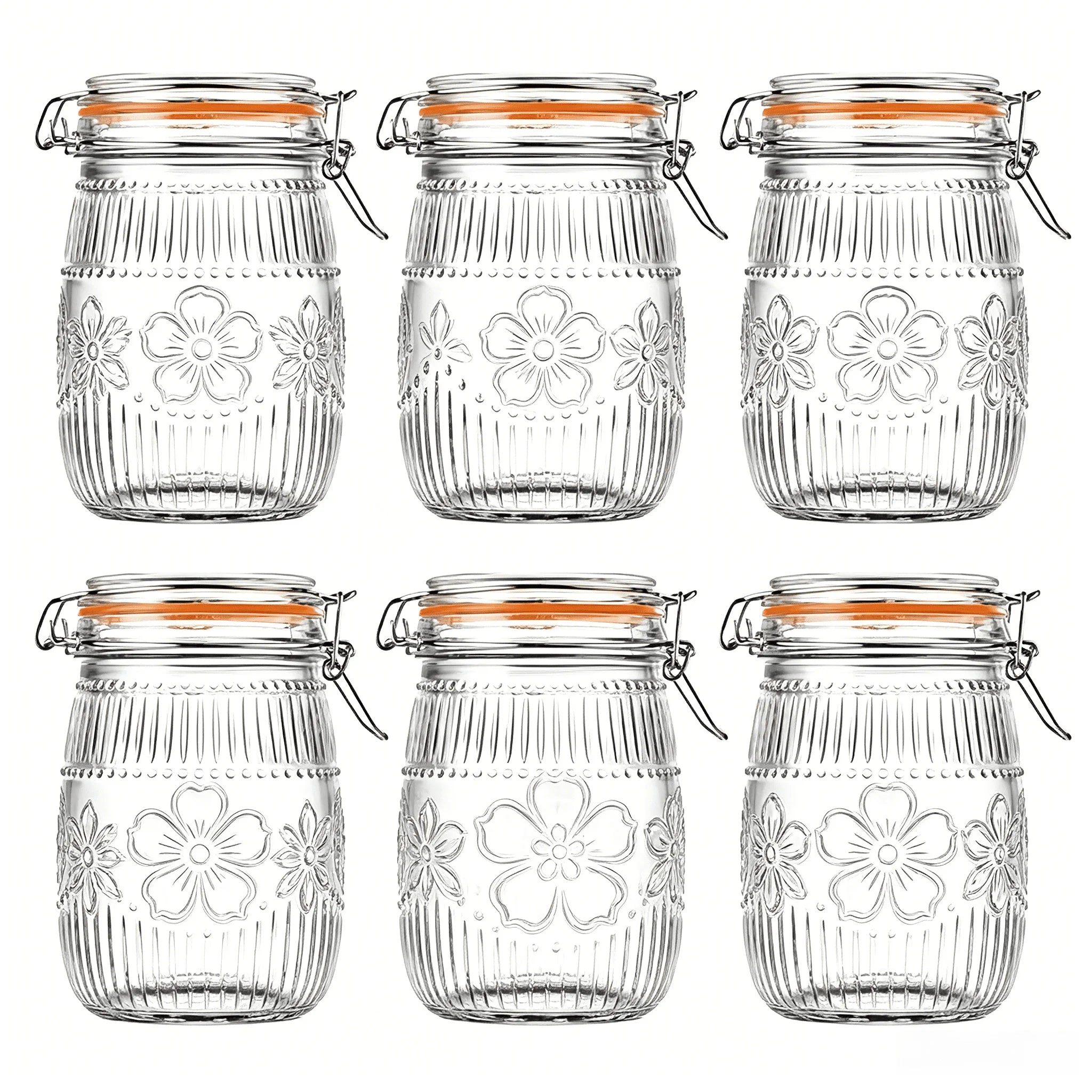 3 Pack or 6 Pack of 32 Ounce Vintage-Inspired Wide Mouth Airtight Mason Jars