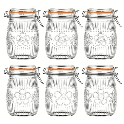 3 Pack or 6 Pack of 32 Ounce Vintage-Inspired Wide Mouth Airtight Mason Jars