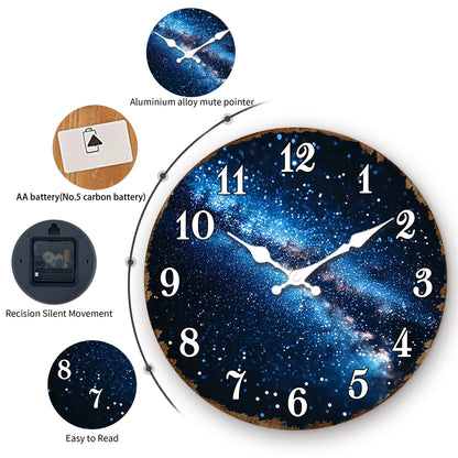 Starry Galaxy Cosmic Nebula Round Wall Clock