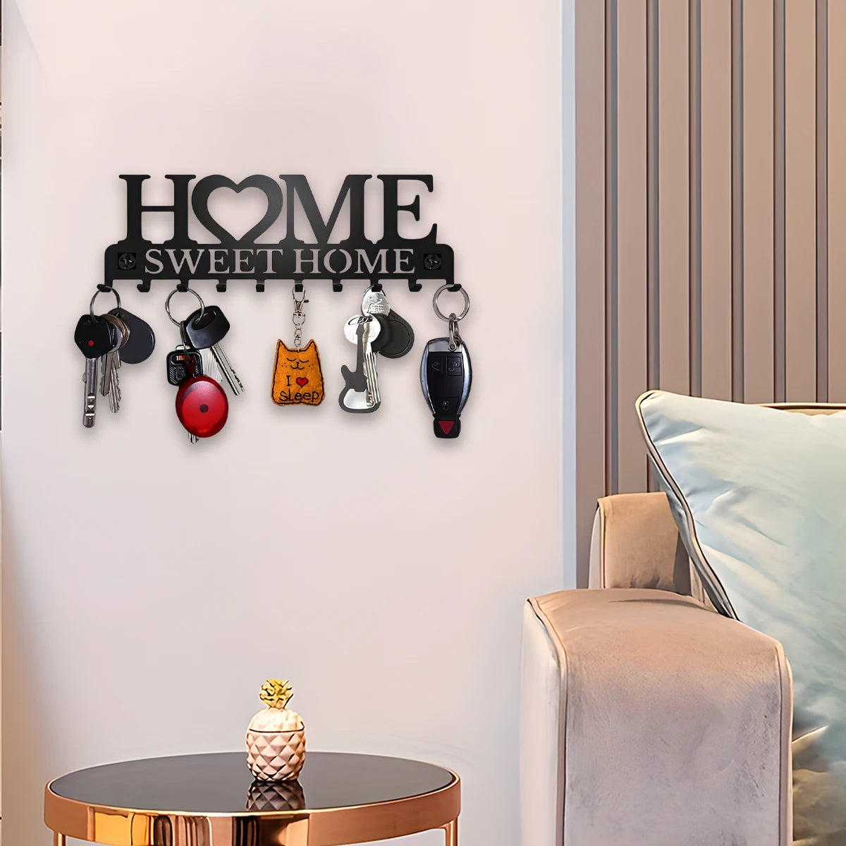 Black Metal Wall Mounted Key Holder