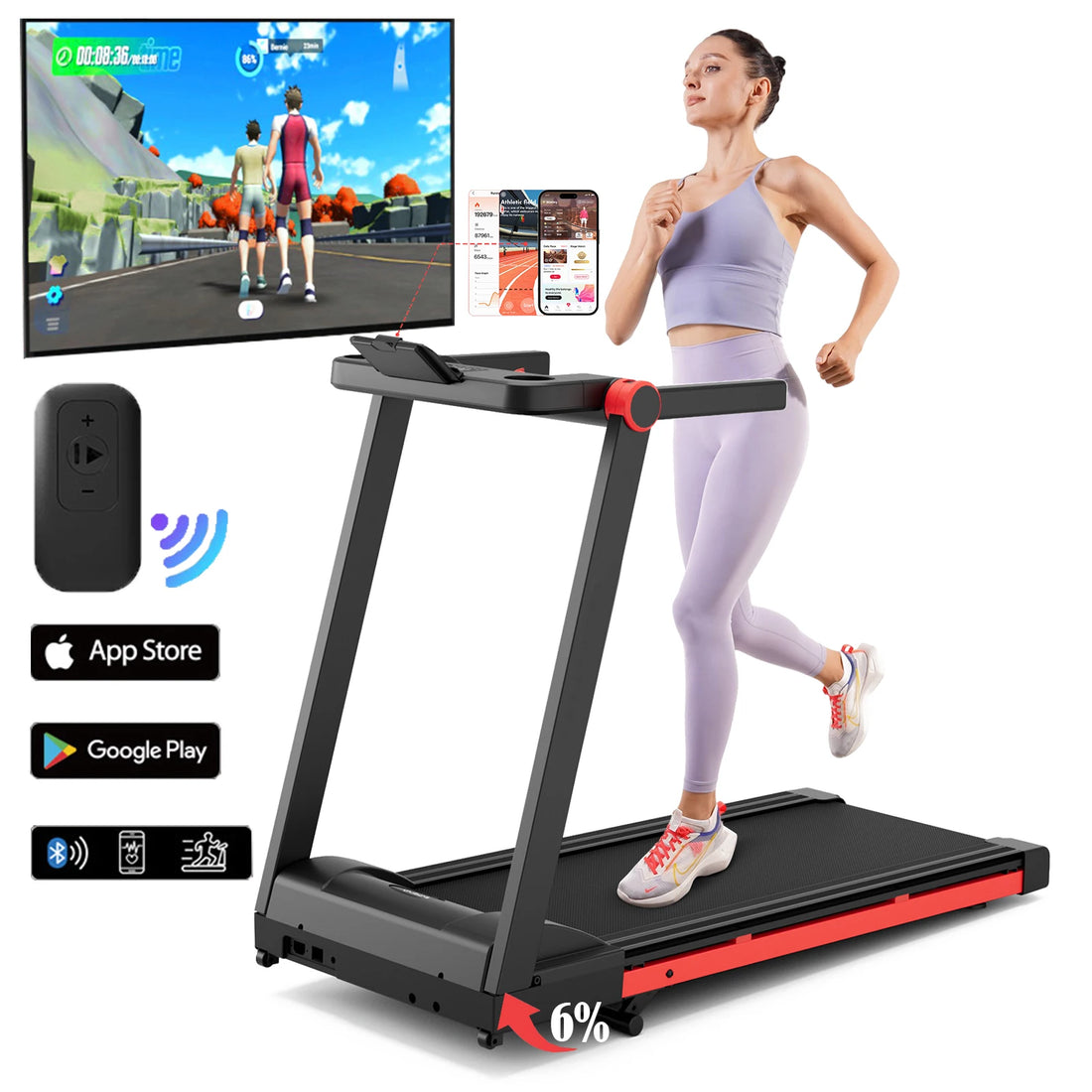 Foldable Incline Home Treadmill Walking Pad with Touch Screen