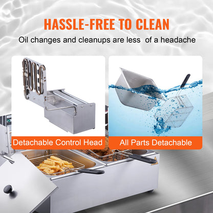 Electric Deep Fryer w/Dual Removable Tanks