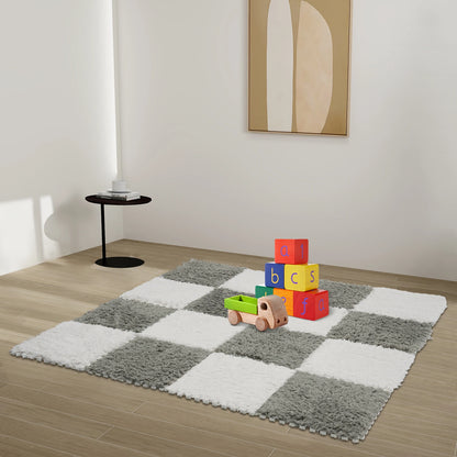 Gray and White Rug Squares