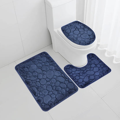 Water-Absorbing Non-Slip Solid Color Bathroom Rug Set