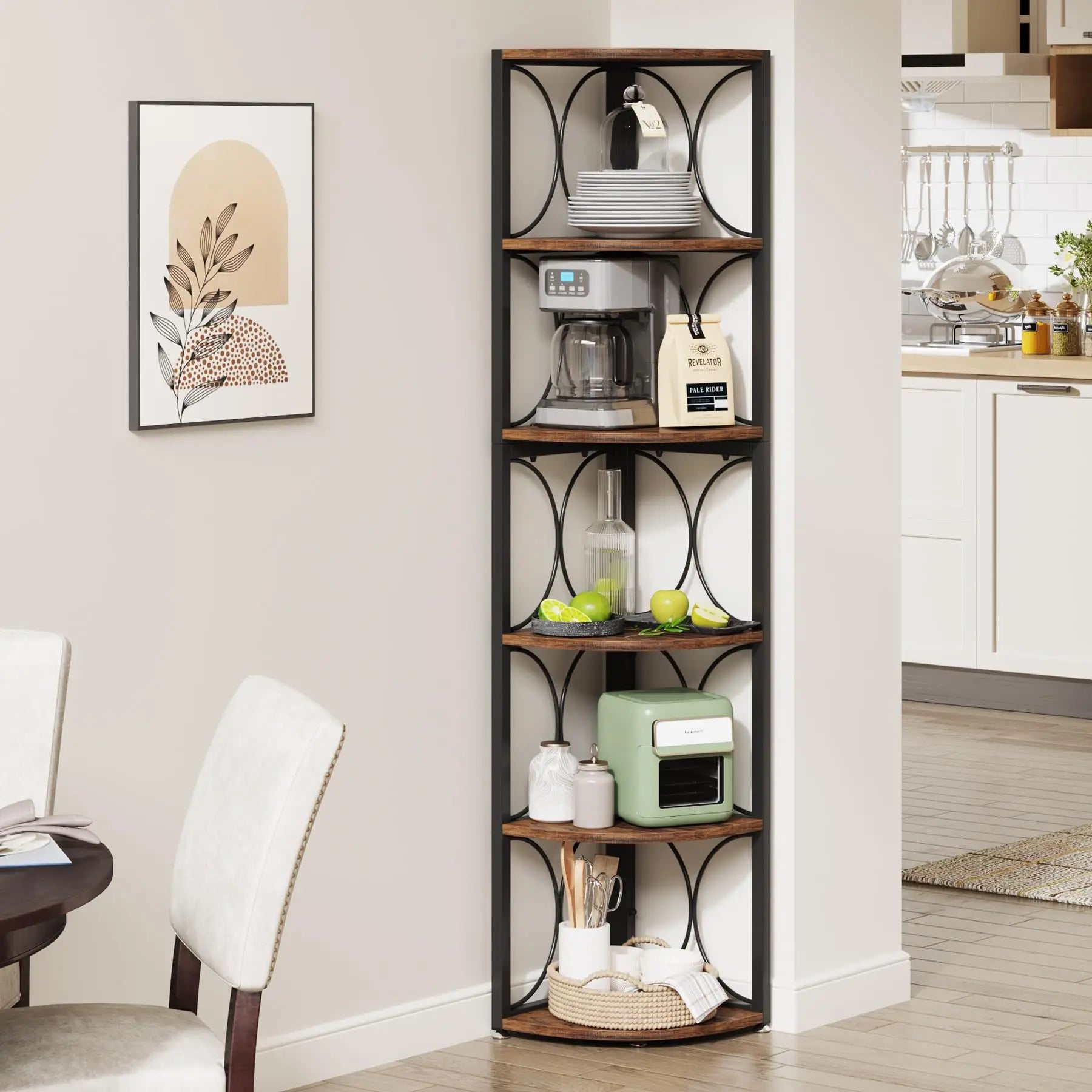 Tribesigns 67 inch Tall Corner Shel with 6-Tiers