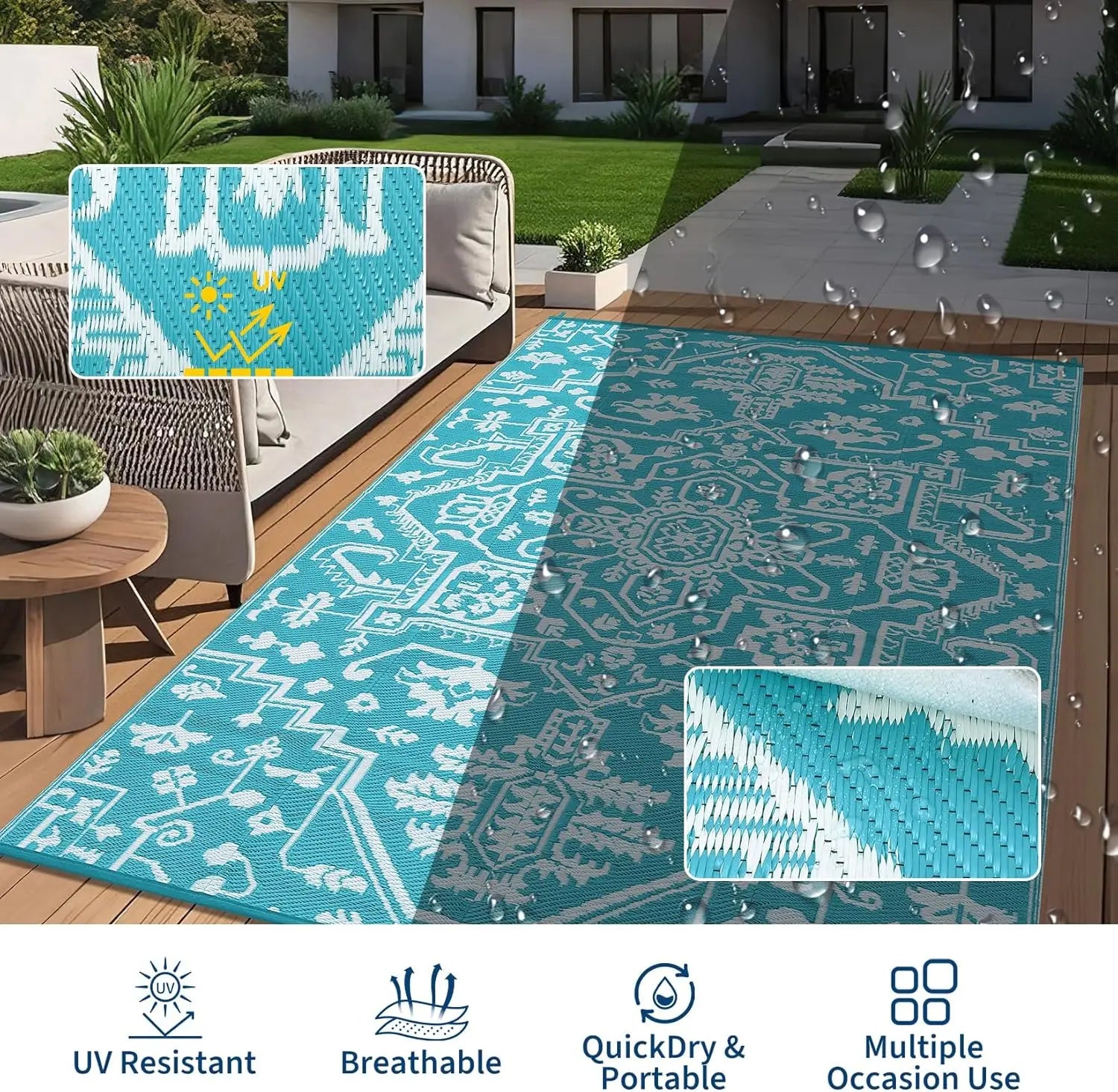 Stain-Resistant Waterproof Outdoor Area Rug